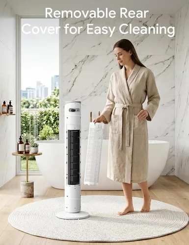 Miniatura 7 de ZAFRO Ventilador de torre inteligente para dormitorio, ventilador de torre oscilante de 120°, 28 pies/s de alta velocidad, 12 velocidades, 4 modos