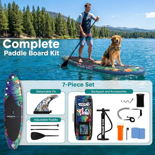 Miniatura 5 de SereneLife Tabla de Paddle Inflable de Pie - Diseño Amplio y Estable, Cubierta Antideslizante para Adultos y Jóvenes con Accesorios Premium