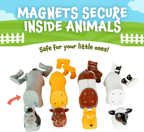 Miniatura 5 de Juego de juguetes magnéticos para mezclar o combinar animales de granja, 16 piezas