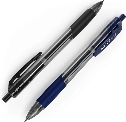 Miniatura 3 de ARTEZA Juego de 30 bolígrafos de gel, 15 bolígrafos retráctiles negros y 15 azules, punta media de 0.028 in para oficina, escuela y tareas diarias