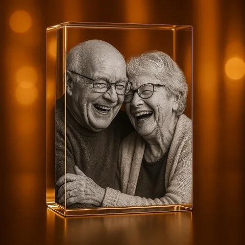 Miniatura 3 de Cristal grabado con foto 3D personalizada (rectángulo pequeño (1.96 x 3.14 x 1.96 pulgadas)