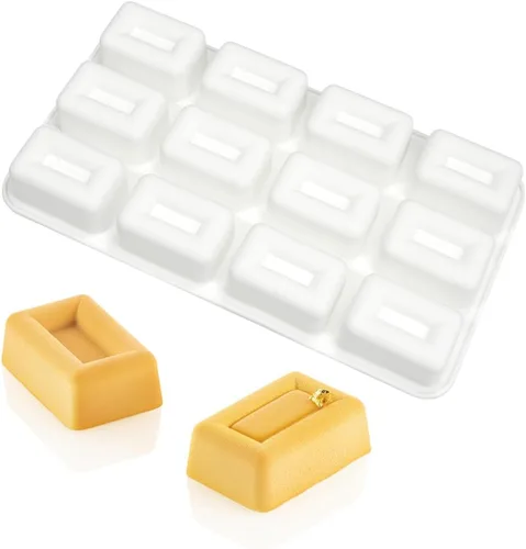 Miniatura 4 de mostsom Moldes de silicona para mousse de 12 cavidades, forma rectangular 3D, para chocolate, trufa, mousse, pastel, postre, moldes para hornear