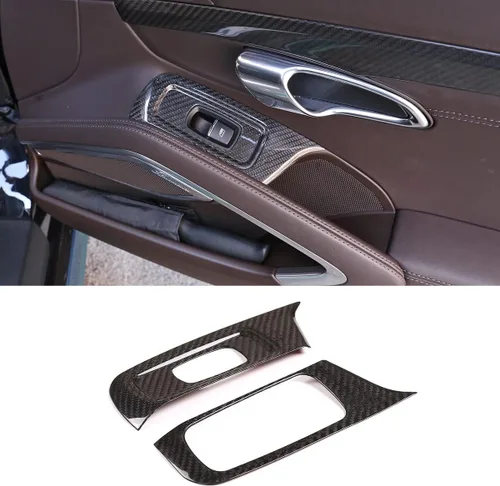 Ajuste para Porsche 911 718 LHD 2013-2021 Accesorios interiores de fibra de carbono real para puerta de automóvil, panel de interruptor de control