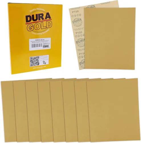 Miniatura 19 de Dura-Gold Papel de lija dorado prémium de 9 x 11 pulgadas, 2 hojas de lijado de grano 320, 80, 120, 150, 220, 10 en total, para carpintería