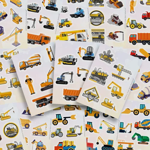 Miniatura 3 de BulbaCraft 100 Piezas de Adhesivos de Construcción - Suministros para Fiesta de Cumpleaños de Construcción, Regalos para Mujeres y Hombres Pegatinas