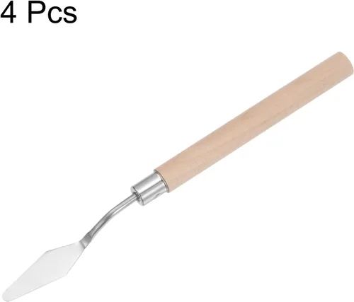Miniatura 3 de HARFINGTON 4pcs No.6 Paleta Cuchillos 0.472 in Ancho Acero Inoxidable Pequeña Espátula Puntuosa Pintura Cuchillo de Paleta con Mango de Madera