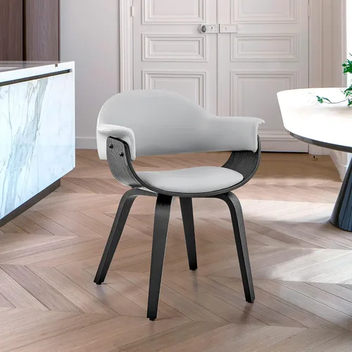 Miniatura 2 de Armen Living Adalyn - Silla de comedor de piel sintética y madera, gris/negro, 19 pulgadas de profundidad x 25 pulgadas de ancho x 30 pulgadas