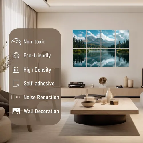 Miniatura 3 de FurnoFlexArt Paneles Acústicos Azulejos Decorativos para Habitación Espuma a Prueba de Sonido Paneles Absorbentes Amortiguación de Ruido Cancelación