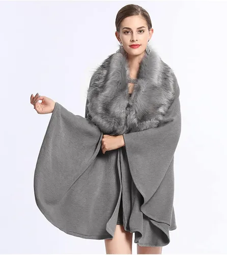 Miniatura 6 de Newdeve - Chales de novia para invierno, otoño, cálido, de piel sintética, abrigo abierto de punto, tallas grandes, suéter para fiesta de noche