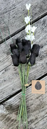Miniatura 5 de Ramos originales de rosas de madera en 1, 2, o 3 docenas, Madera de abedul, Completamente negro, 1 Docena