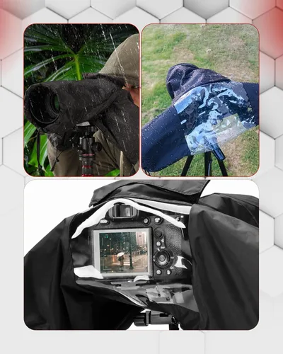 Miniatura 3 de REFLEX CAMERA Funda protectora universal impermeable para lluvia DSLR/SLR con mangas de cordón y ventana de visión transparente para Sony, Canon