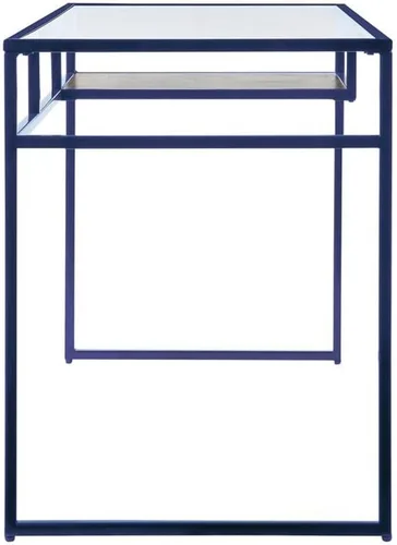 Miniatura 5 de Acme Yasin Escritorio rectangular de cristal con 1 estante en azul y transparente