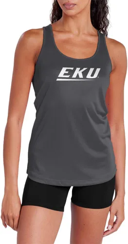 Miniatura 456 de Camiseta deportiva sin mangas oficial de la NCAA Collegiate para mujer, con espalda cruzada, logotipo primario, colección carbón