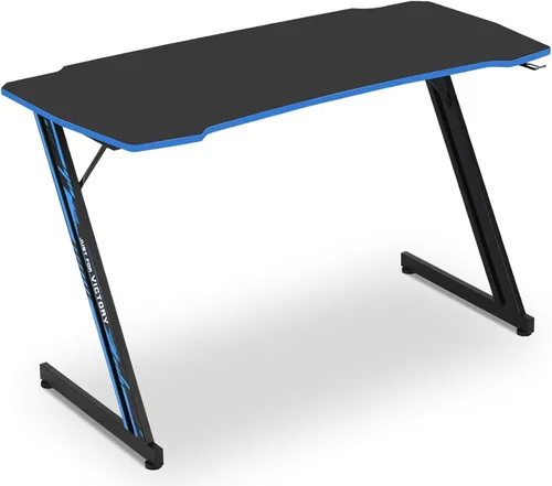 Miniatura 8 de Escritorio para juegos de 35 pulgadas en forma de Z con gancho, mesa de juegos para PC barata, escritorio de oficina en casa para cama, sofá, Azul
