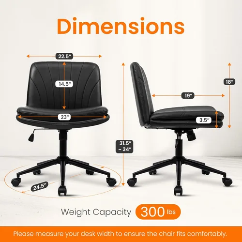 Miniatura 2 de NEO Chair Silla Criss Cross con Ruedas Sin Brazos Silla de Oficina de Escritorio con Patas Cruzadas Amplia y Cómoda Silla de Tocador de Maquillaje