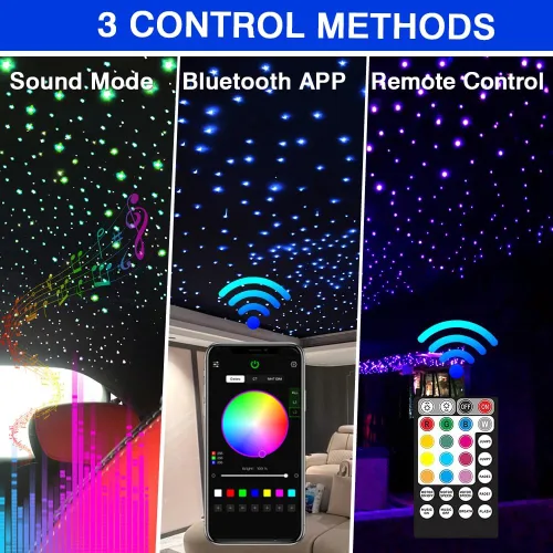 Miniatura 2 de Kit de techo Twinkle Starlight de 32 W, 700 luces de fibra óptica de 0.03 pulgadas, 13.1 pies, luz de techo de estrella, fuente de luz con sensor