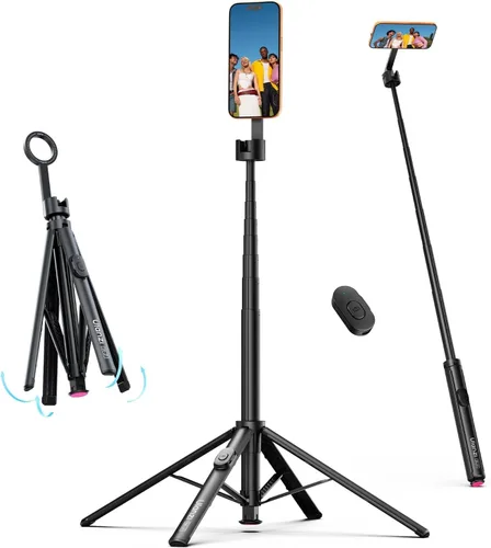 ULANZI Trípode magnético para teléfono de 71 pulgadas, con apertura automática para selfie, con soporte de trípode para teléfono celular remoto para