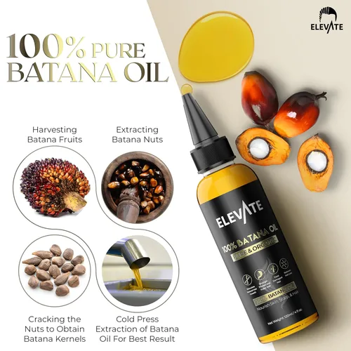 Miniatura 5 de Elevate Aceite de batana para el crecimiento del cabello Aceite orgánico crudo 100% puro y natural de Honduras Suero prensado en frío y sin
