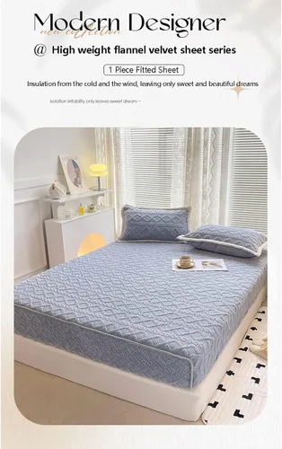 Miniatura 2 de TEVTEV Sábana bajera de felpa de terciopelo de franela extra suave, esponjosa, súper gruesa, cálida y acogedora para invierno, con bolsillo profundo