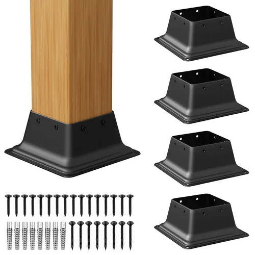 Miniatura 11 de SPACEEUP Base de poste de 4 x 4, tamaño interno de 3.6 x 3.6 pulgadas, soporte de poste de acero resistente, apto para anclaje de poste de madera
