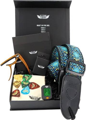 Miniatura 10 de Stage Rocker Guitar Accessories Gift Box for Acoustic and Electric Guitars, 5-in-1 Essential Gift