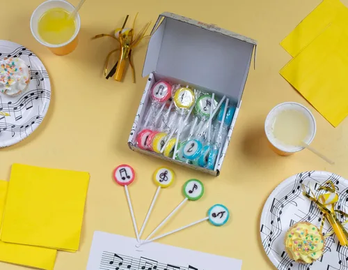 Miniatura 4 de Paletas de caramelo con música - 24 piruletas envasadas individualmente - Regalos con tema de música - Dulces Tik Tok - Favores de fiesta de música