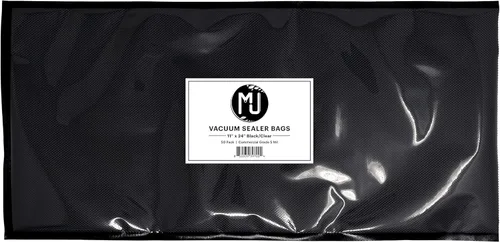 MJ Bolsas selladoras al vacío de grado comercial para almacenamiento de alimentos, Sous Vide | Paquete de 50 (11 x 24 pulgadas 5 mil, negro y Negro