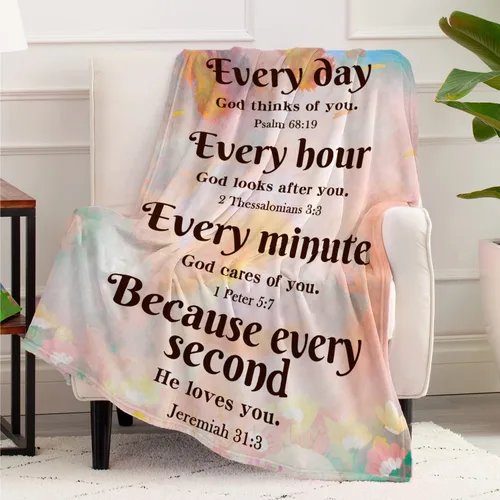 Regalos cristianos para mujeres, regalos religiosos de 50 x 60 pulgadas, manta con pensamientos inspiradores y oraciones, manta religiosa, regalos