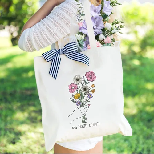 Miniatura 2 de Andeiltech - Bolsa de lona para mujer, con diseño de gato bonito y estética, bolsas reutilizables para compras y comestibles, con bolsillo