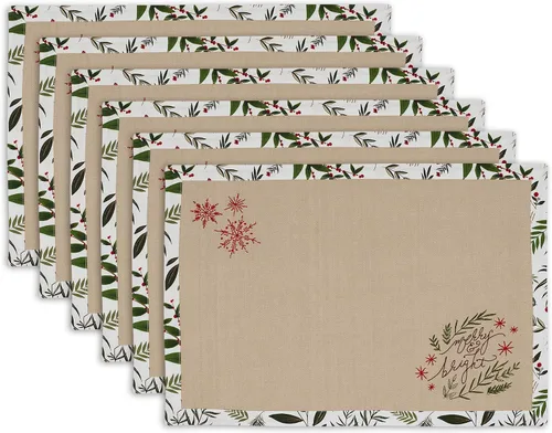 Miniatura 8 de DII Holiday Sprigs - Mesa de comedor y decoración de cocina, juego de servilletas, 20 x 20, cuadros Dobby rojos y blancos, 6 piezas