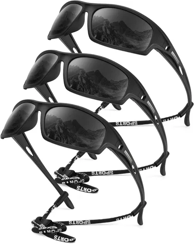 Miniatura 11 de KALIYADI 4 Pack Polarized Sunglasses-Men Sports Sun-glasses: Mens Sunglasses UV Protection for Fishing Driving Cycling A02-negro/azul hielo/rojo