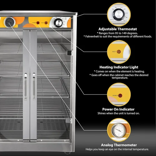 Miniatura 3 de Calentador de alimentos eléctrico de 5 estantes para catering con capacidad para (10) cajas de pizza de 15", gabinete de mantenimiento