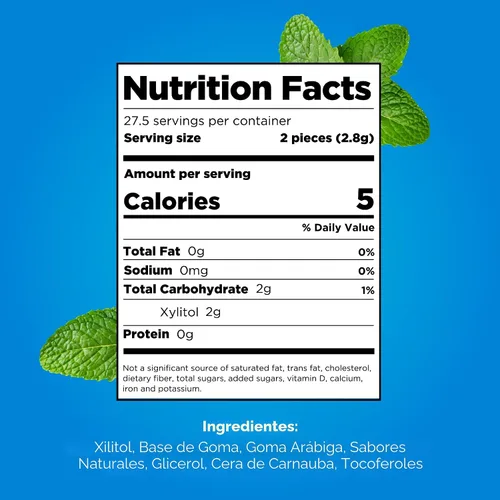 Miniatura 2 de PUR - Chicle de sabor menta piperita elaborado con 100 % xilitol, sin azúcar ni aspartamo, vegano y apto para dietas cetogénicas. Alivia la sequedad