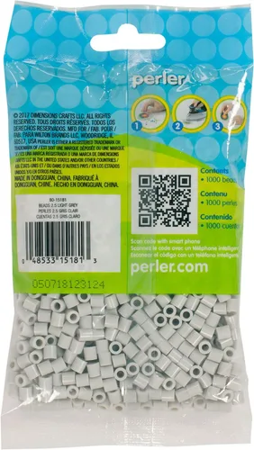 Miniatura 2 de Perler Cuentas fusibles para manualidades, 1000 unidades, gris claro, pequeño