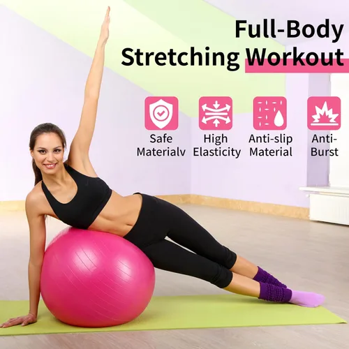Miniatura 3 de 5 pelotas de ejercicio de yoga antiestallido de 26 pulgadas, pelota de gimnasio antideslizante y resistente para fitness, núcleo, equilibrio