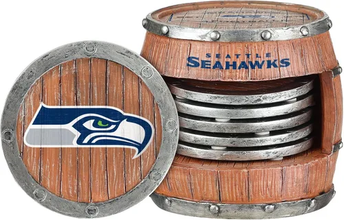 Miniatura 23 de FOCO NFL Team Logo 5-Pack Barrel Beverage Drink Coaster Set