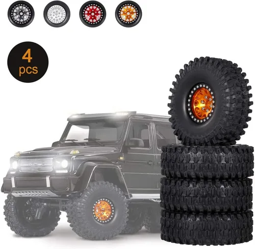 Miniatura 2 de GoolRC 4 neumáticos de goma RC Crawler de 1.9 pulgadas con borde de metal para 1/10 RC Rock Crawler Traxxas TRX-4 TRX-6 Axial Scx10 90046 RC4WD RC