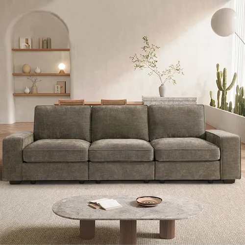 Miniatura 36 de TEKAMON Sofá Modular de 100" con Almacenamiento en los Asientos, Cómodo Sofá de Tela Chenilla de 3 Plazas para Sala de Estar, Oficina, Apartamento