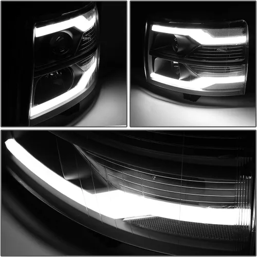 Miniatura 3 de DNA MOTORING HL-HPL-CSIL07-G2-BK-CL1 - Faro delantero de proyector DRL de doble LED compatible con Chevy Silverado 2007-2014, negro/transparente