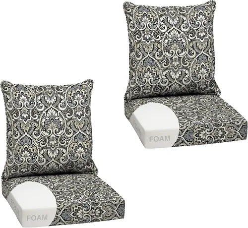 Miniatura 65 de Arden Outdoor Deep Seat Cushion Set, 24 x 24 pulgadas, Cojín para patio resistente al clima, a la lluvia y a la decoloración para silla, sofá y sofá