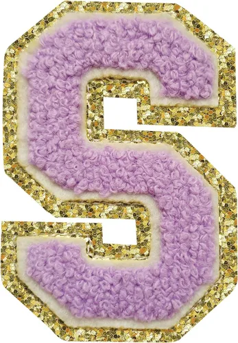 Miniatura 82 de SPRT - Parches de letras de chenilla universitaria con purpurina, parche de letras blancas para planchar con letras del alfabeto para disfraz