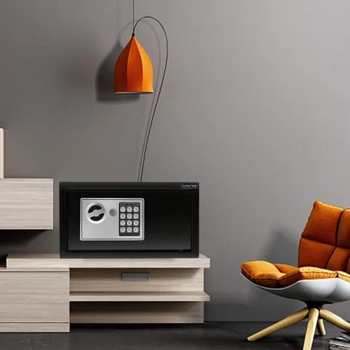 Miniatura 7 de JUGREAT Caja fuerte, caja fuerte electrónica de seguridad digital con luz de inducción, construcción de acero oculta con cerradura, diseño de Negro