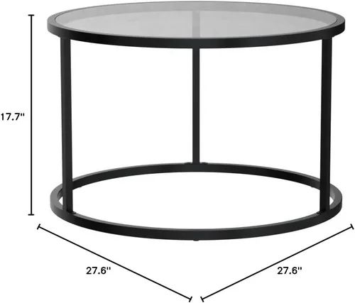 Miniatura 3 de SAYGOER Mesa de centro de cristal negro, mesas de centro redondas pequeñas de 27.6 pulgadas, mesa central moderna de vidrio templado para sala