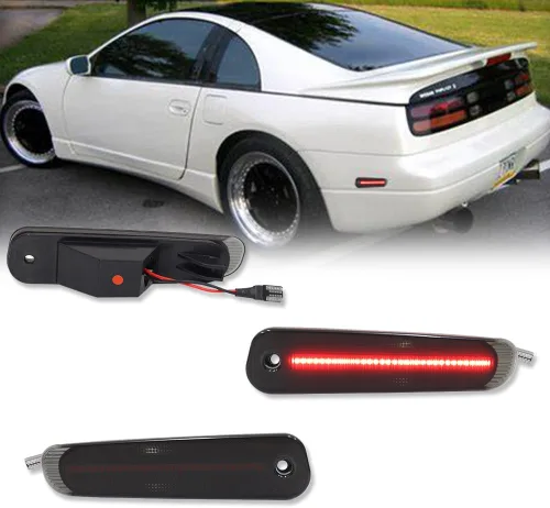 Miniatura 11 de Lente Roja Luz Marcadora Lateral del Parachoques Trasero Conjunto de Carcasa de Lámpara del Guardabarros Compatible con Nissan 300ZX Z32 1990 1991