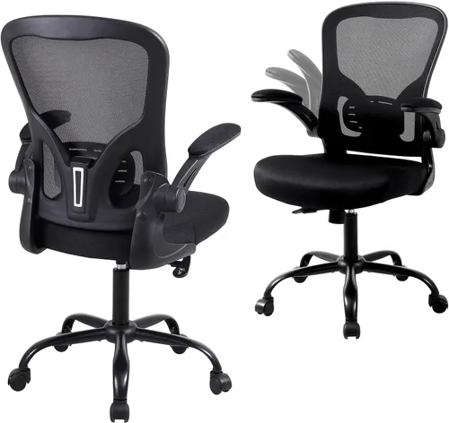 Miniatura 13 de Flysky Juego de 10 sillas ergonómicas de escritorio para oficina en casa, soporte lumbar, silla giratoria de malla transpirable para computadora