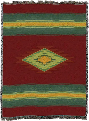 Miniatura 4 de Pure Country Weavers Manta Baja – Inspirada en los nativos americanos del suroeste – Manta de regalo tejida de algodón – Fabricada en los Estados