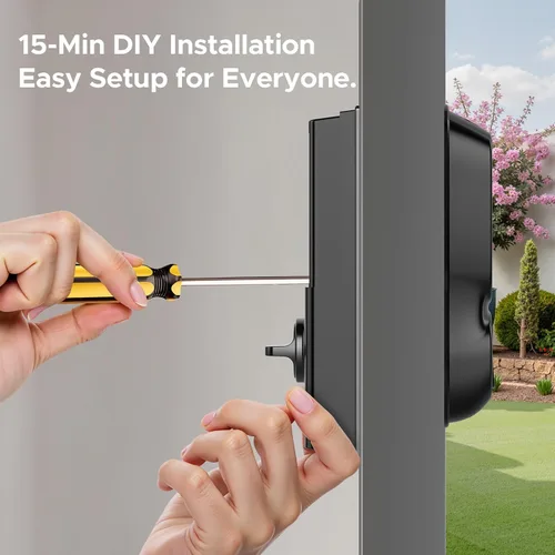 Miniatura 9 de Cerradura inteligente con cámara y timbre, cerrojo inteligente 3 en 1 para puerta delantera, cerradura de puerta de entrada sin llave de huellas