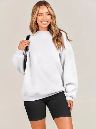 Miniatura 6 de ANRABESS Sudadera de gran tamaño para mujer, con cuello redondo, estilo Y2K, sudadera con capucha de forro polar, cómoda, camiseta informal, ropa