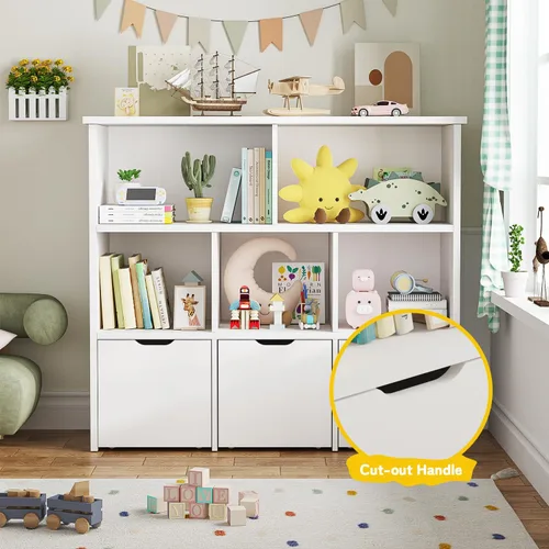 Miniatura 6 de Teckid Estantería para niños y almacenamiento de juguetes, organizador de juguetes con 3 contenedores móviles y 5 cubos abiertos, almacenamiento
