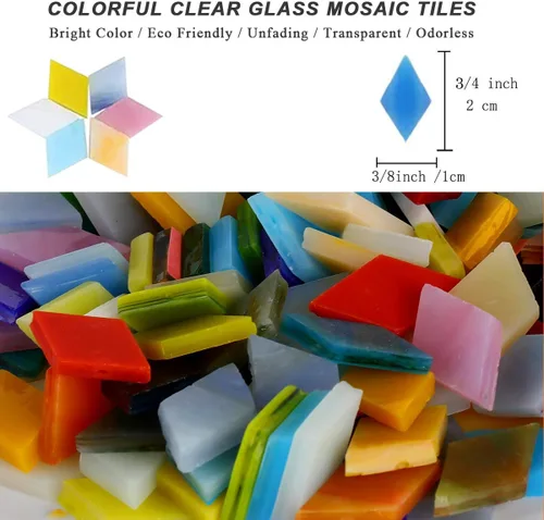 Miniatura 5 de Pocoukate Kit de azulejos de mosaico para manualidades, azulejos de mosaico de vidrio a granel, 850 piezas, 4 formas mixtas, suministros